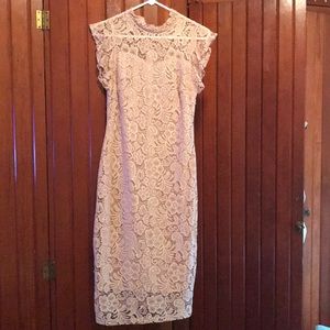 Pink lace cocktail dress